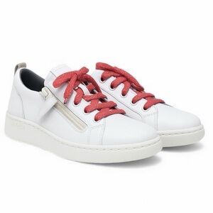Camper Girls Leather Sneakers white  Size 33 US 1.5 coral pink Laces‎ side Zip